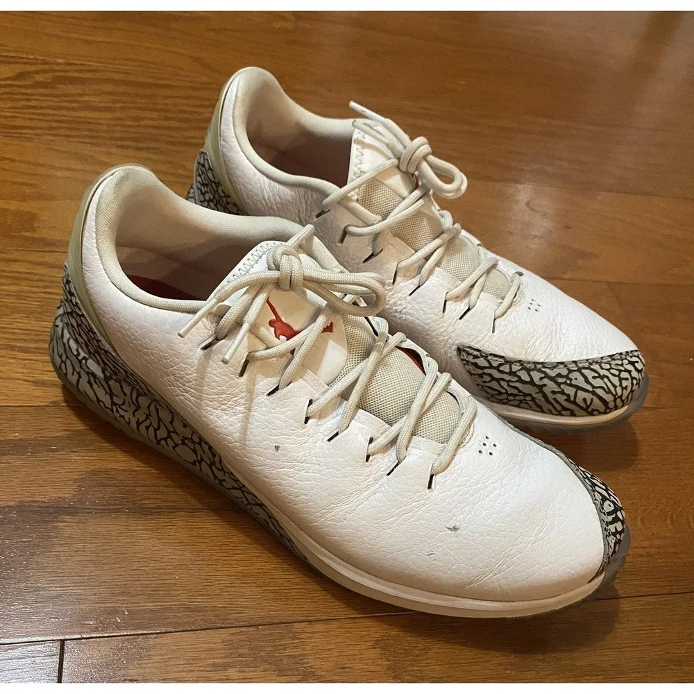 Nike Air Jordan ADG Golf Shoes White Cement Fire Red Men's Size 10.5 AR7995-100